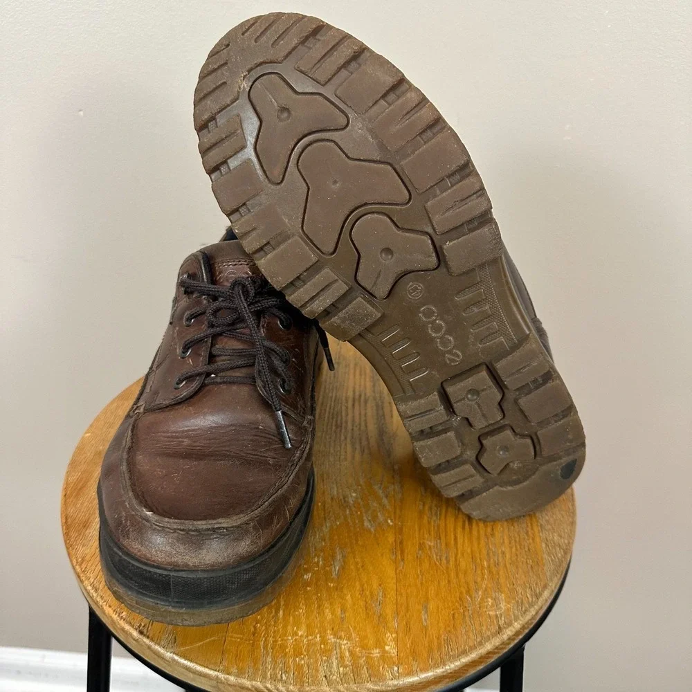 Ecco Track 25 Mens 43 US 9-9.5 Hiking Shoes Brown Leather Waterproof Gore Tex